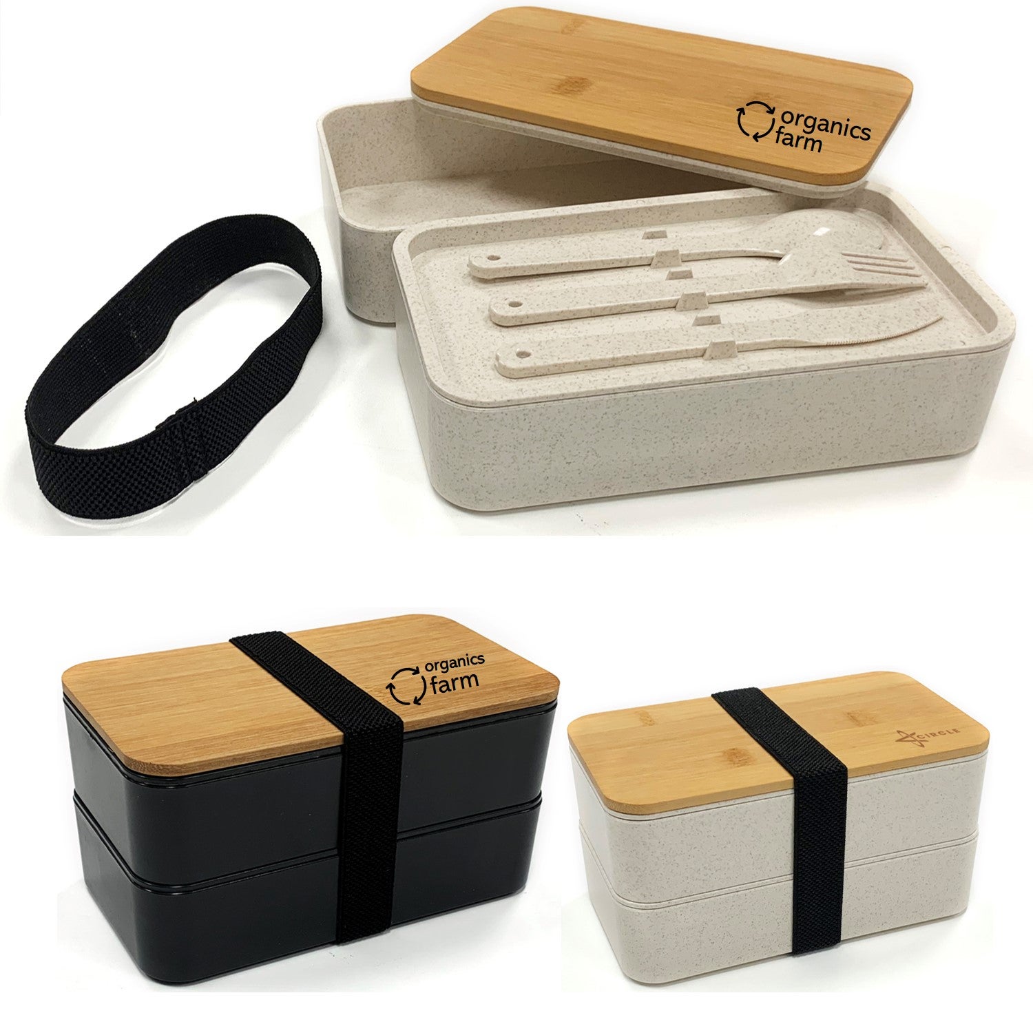 Wheat Straw Bento Box with Utensils Bamboo Lid Eco Promotional Products